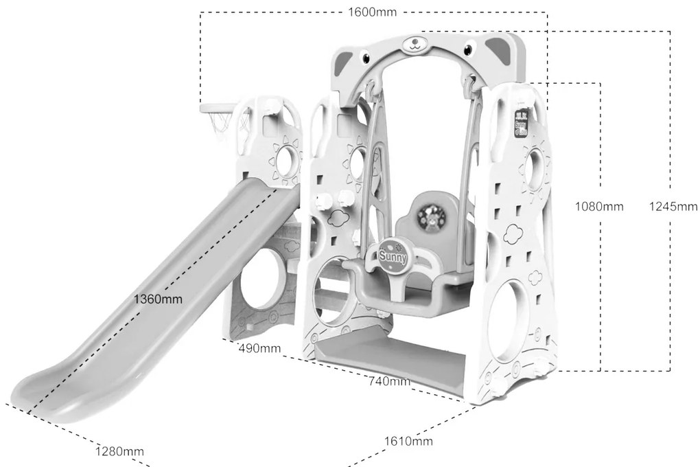 Záhradná šmykľavka s hojdačkou 3v1 ZOG.CHD-101W