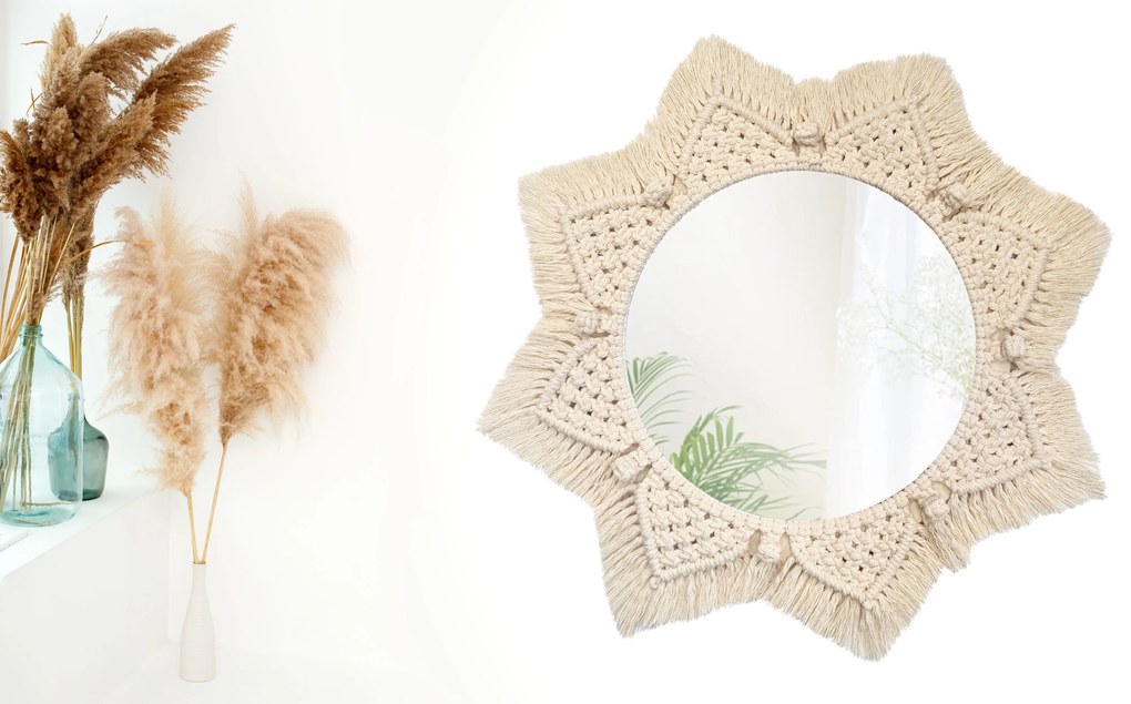 Dekorstudio Nástenné pletené zrkadlo BOHO 50 cm