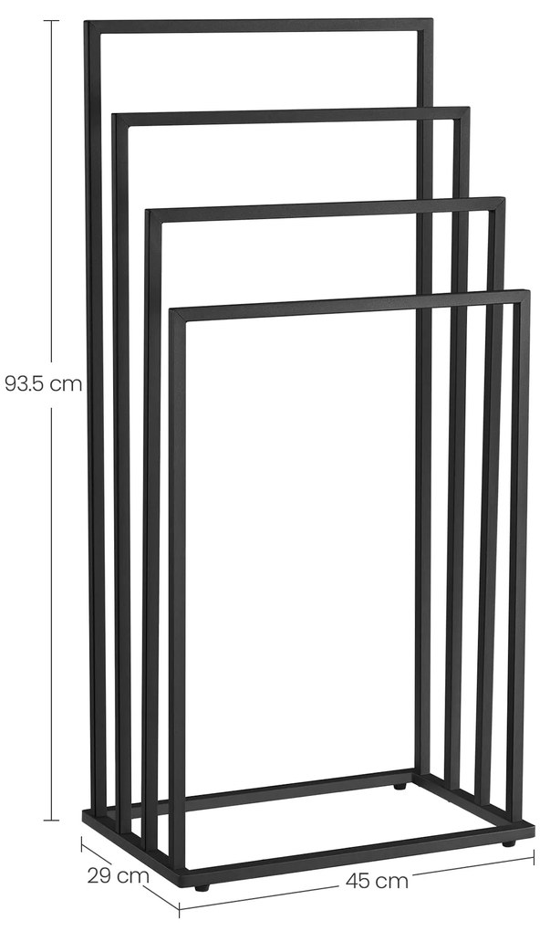 Stojan na uteráky LINESTRO kovový so 4 ramenami 93x45cm, čierny