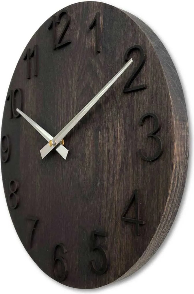 Elegantné drevené dubové hodiny na stenu | OROBORO: HDF - Biela 30 cm 4606-107469 MAS016-OSMO-3169-heads-silver