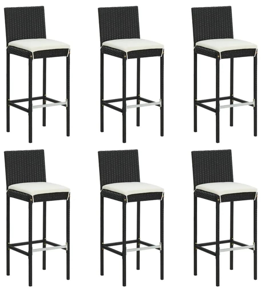 Barové stoličky s vankúšmi 6 ks čierne polyratan 362578