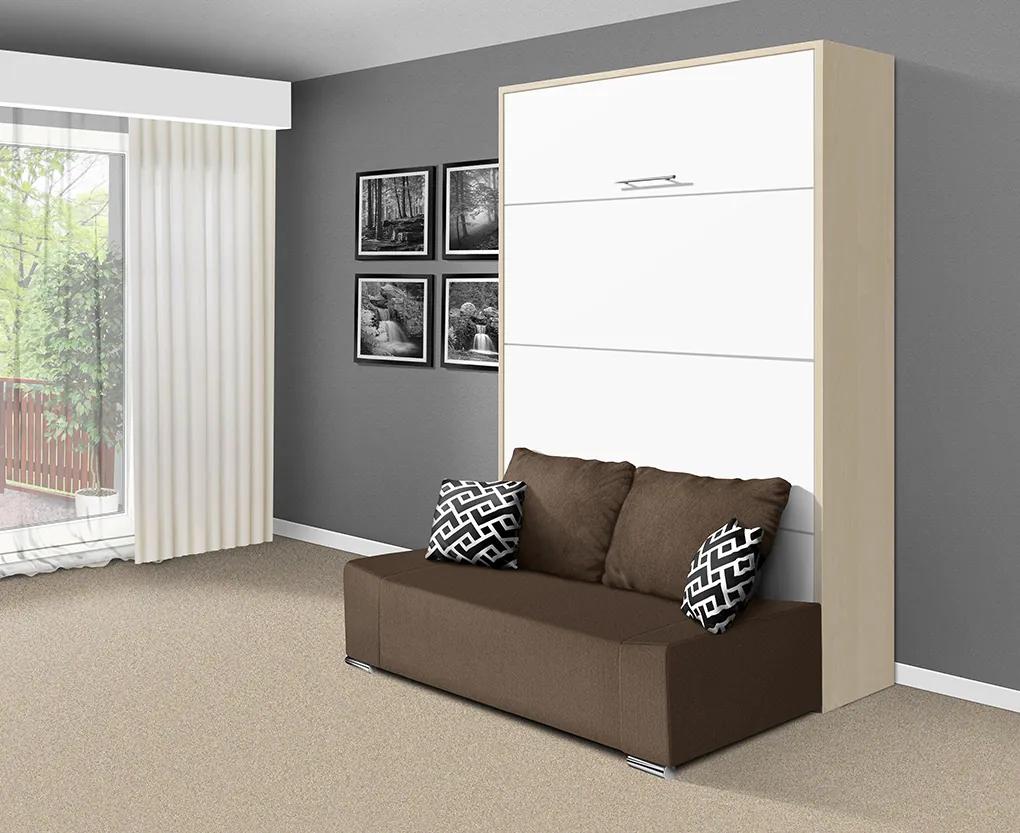 Nabytekmorava Sklápacia posteľ s pohovkou VS 21058P 200x120 farba pohovky: Modrá, Typ farebného prevedenia: Orech / dvere biele LESK