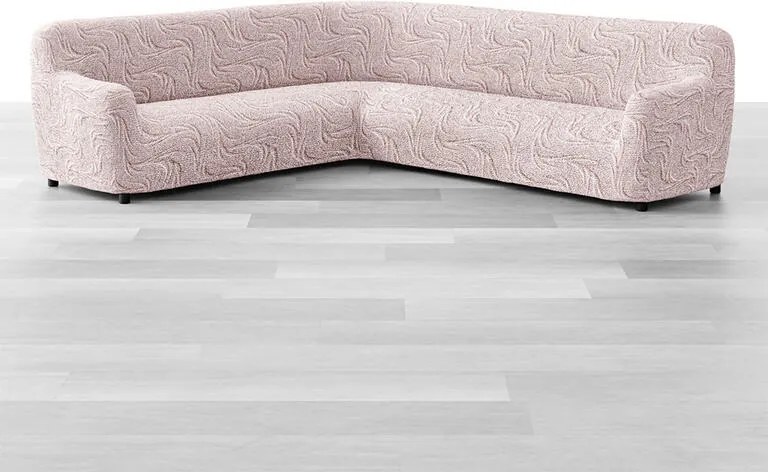 Bielastické poťahy BRILLANTE béžové rohová sedačka (š. 350 - 530 cm)