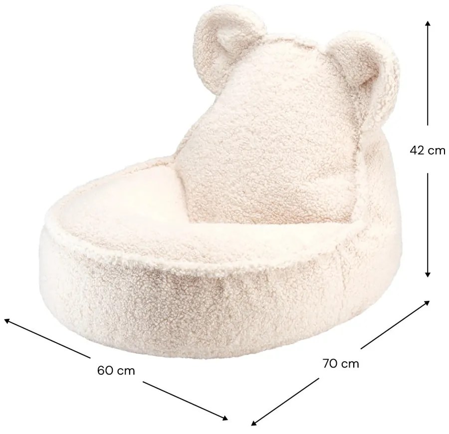 Krémovobiely detský sedací vak z textílie buklé Bear – Wigiwama