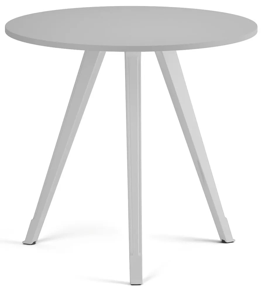 Konferenčný stôl PRIMO ZEN, priemer 80 cm, biela podnož, sivá