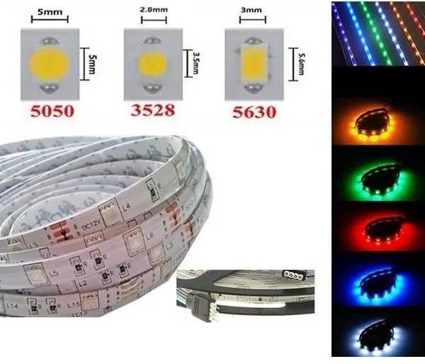 Optonica sada 5m RGB LED pásik vodeodolný 54 SMD3528/m, 4.8W/m, IP65 + zdroj + RGB ovládač
