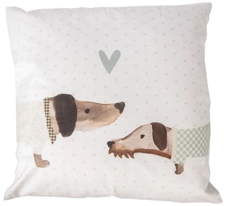 Béžová obliečka na vankúš s jazvečíkmi a srdiečkom - 45*45cm