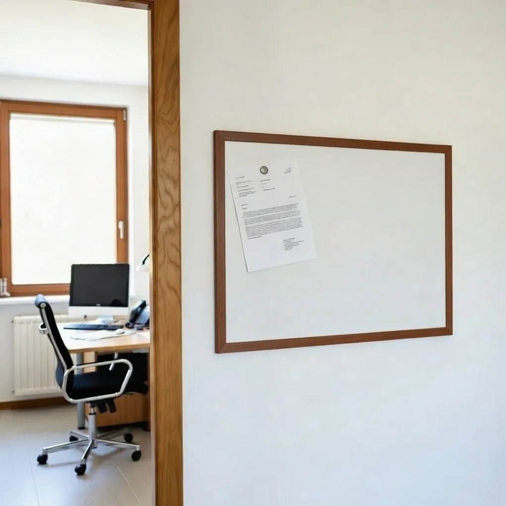 Toptabule.sk  Biela magnetická tabuľa NATURE LINE v drevenom ráme PALISANDER 100×150 cm