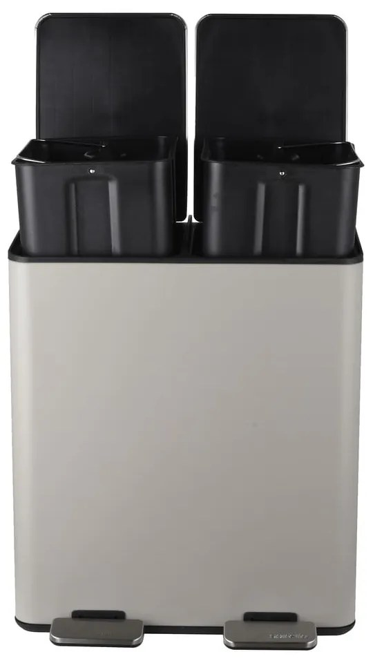 Taupe oceľový odpadkový kôš 2x20 l na triedený odpad/nášľapný Aliya – Spirella