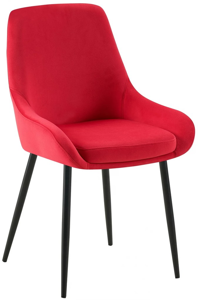 Jedálenská stolička Elmira - zamat, čierny rám - Červená