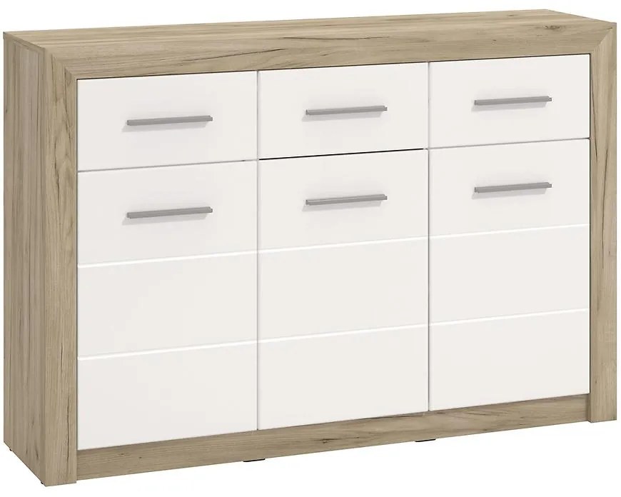 Komoda Etna 3d3s Dub Šedá/Biely Lesk 11008634
