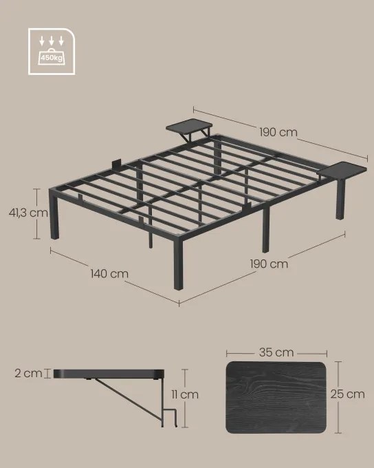 Kovová manželská posteľ 140 cm RMB093B01