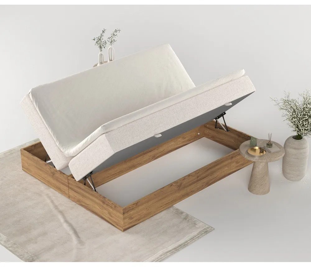Boxspring posteľ s úložným priestorom v béžovo-prírodnej farbe 200x200 cm Faro – Maison de Rêve