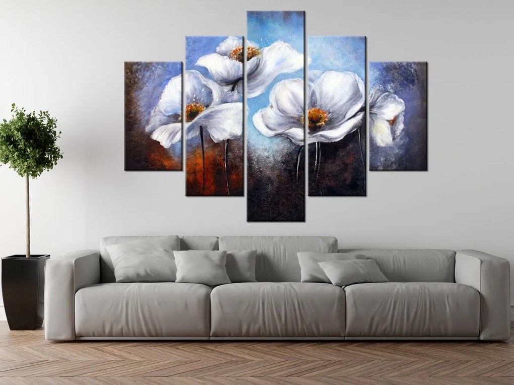 Gario Ručne maľovaný obraz Alpské maky - 5 dielny Rozmery: 150 x 105 cm