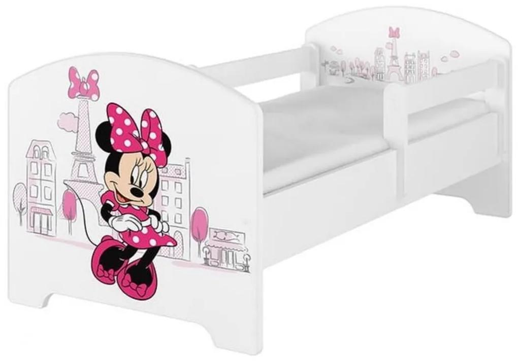 Babyboo Detská posteľ 140 x 70 cm Disney -  Minnie Paris, biela 140x70
