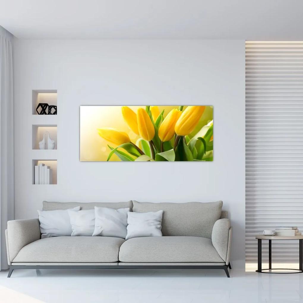 Obraz - Žlté tulipány (120x50 cm)