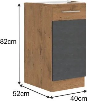 Dolná kuchynská skrinka Vega 40 D 1F BB - dub lancelot / sivá matná
