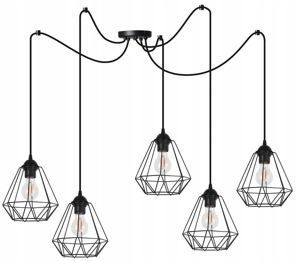 Závesné svietidlo Fusion Spider, 5x drôtené tienidlo (výber z 2 farieb)