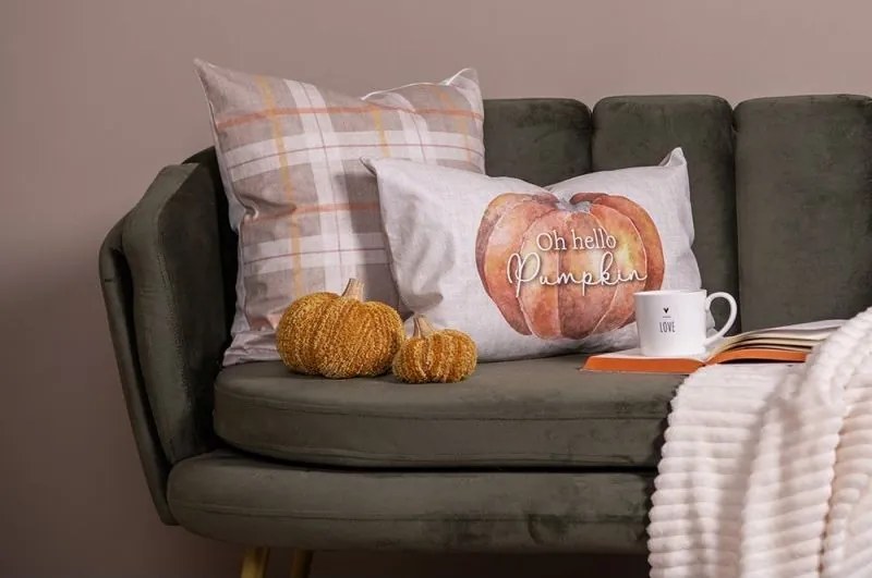 Béžovo-oranžová obliečka na vankúš s tekvicou Pumpkin Patch - 45*45 cm