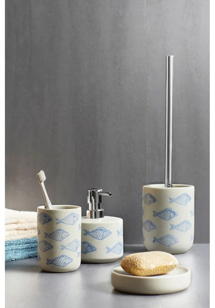 Modro-biely keramický dávkovač na mydlo Wenko Aquamarin, 475 ml