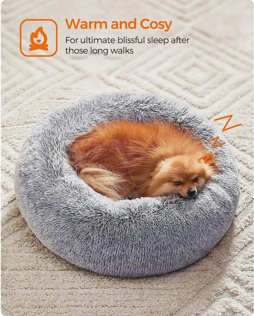 Pelech pre psa, pelech pre mačku, povrch mäkký plyš, 60 cm, sivý