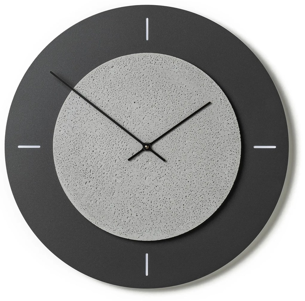 Nástenné betónové hodiny CLOCKIES s kovovým ciferníkom, 44cm, okrúhle, šedé