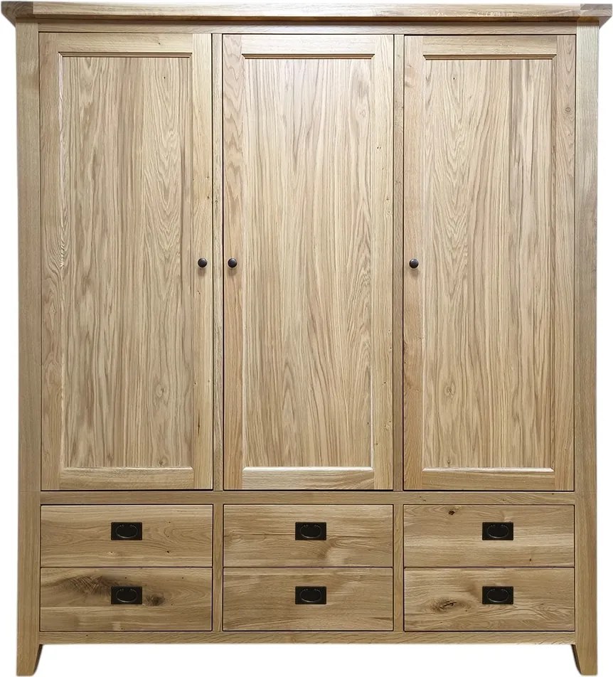 Trojdielna šatníková skriňa so 6 zásuvkami, 190x63x210 cm