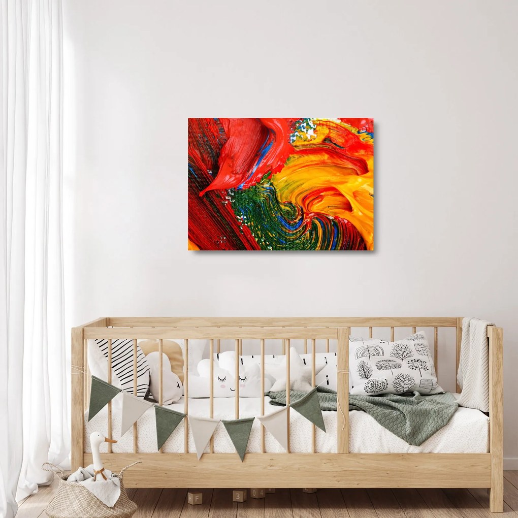 Sklenený obraz - Modrenie abstrakcie štetcom (70x50 cm)