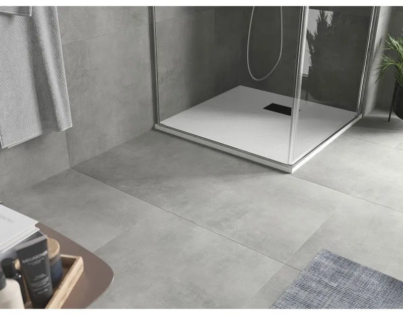 Mexen Hugo, štvorcová sprchová vanička SMC 90 x 90 cm, biela, čierna krytka, 42109090-B