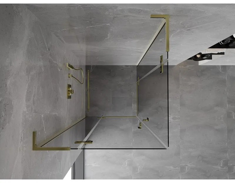 Mexen Mist-H L Duo, 2-krídlový sprchový kút 85 x 85 cm, číre sklo, zlatý lesklý profil, 8A5L-085L-085P-50-00