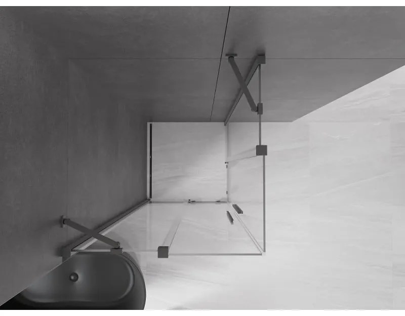 Mexen Velar Duo, sprchový kút s posuvnými dverami 80 x 80 cm, 8mm číre sklo, brúsený grafit, 871-080-080-02-95