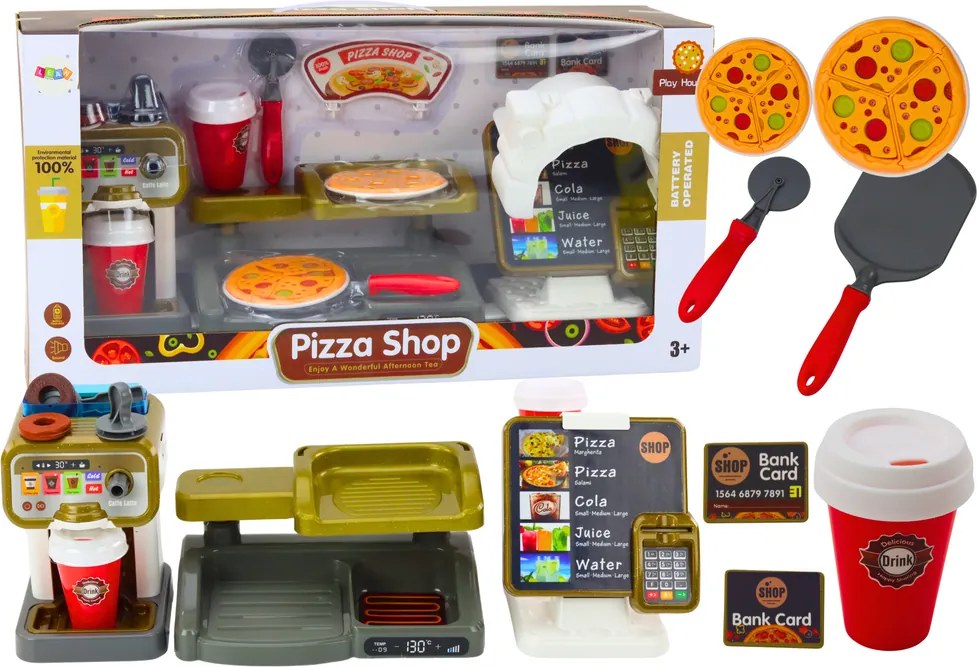 LEAN Toys Súprava obchod pizza kávovar nápoje pokladňa