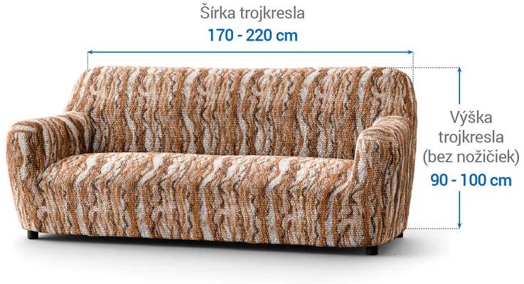 Bielastické poťahy OCEANO NOVÉ tehlové trojkreslo (š. 170 - 220 cm)