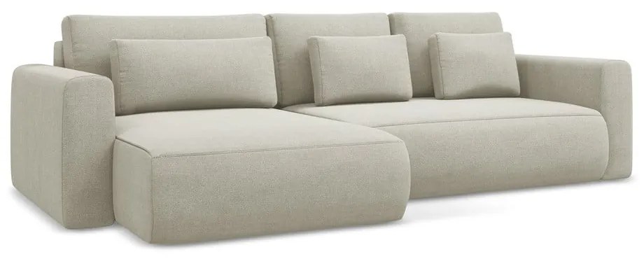 Béžová rozkladacia/s úložným priestorom rohová pohovka (ľavý roh/s leňoškou) Kapua – Makamii