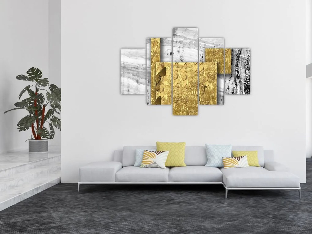 Obraz - Zlaté štvorce N⁰1 (150x105 cm)