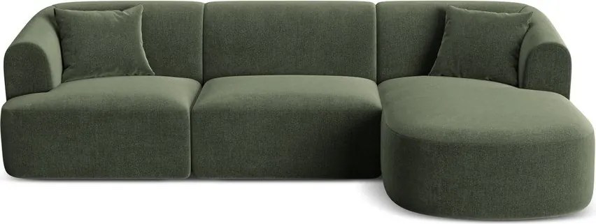 Zelená zamatová rohová pohovka (pravý roh/s leňoškou) Campi – Cosmopolitan Design