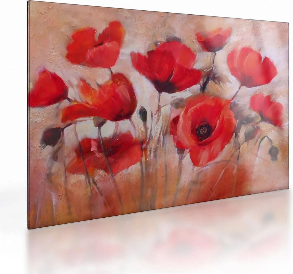 Sklenený obraz - Vlčie maky (70x50 cm)