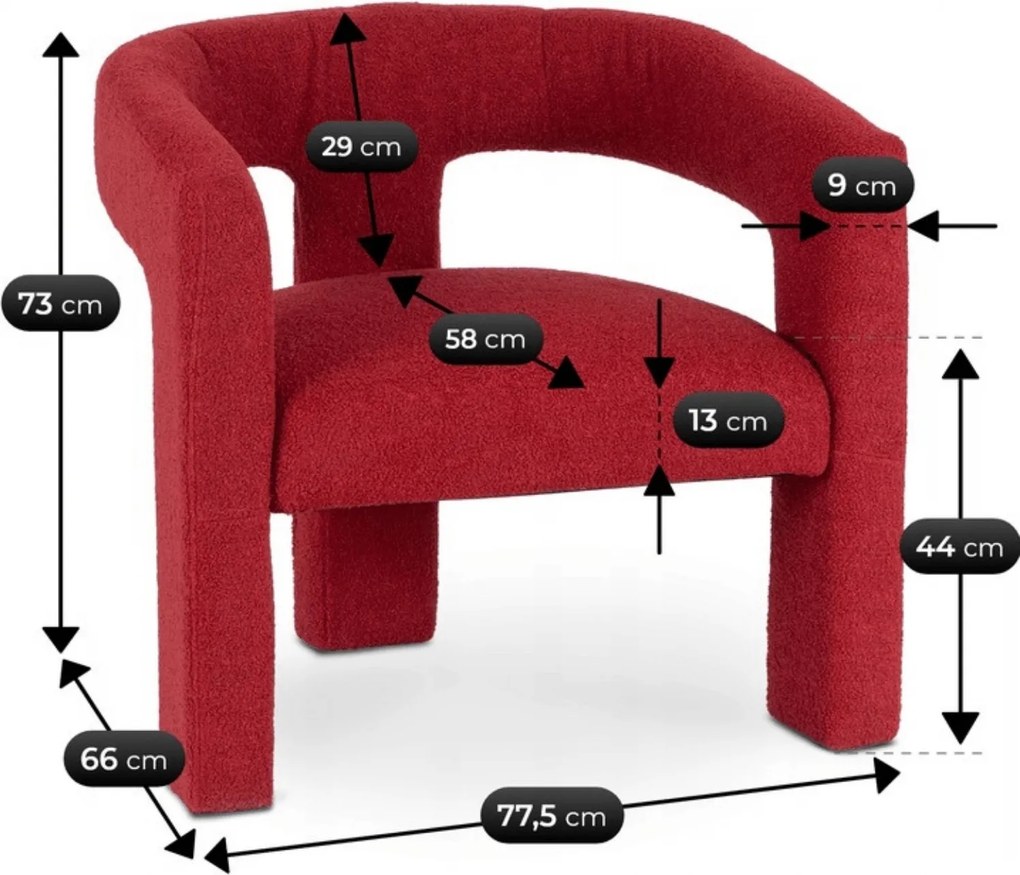 Relaxačné kreslo ARVEX – bordové bouclé