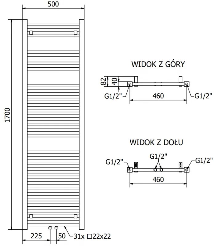 Mexen Pluton, elektrické vykurovacie teleso 1700x500 mm + vykurovacia tyč 900 W, biela, W106-1700-500-2900-20