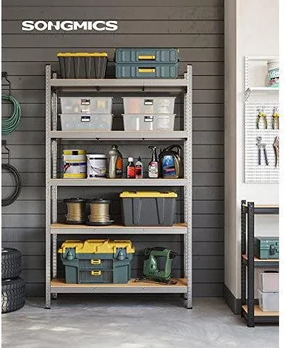 5-úrovňový oceľový regál s vysokou nosnosťou 750 kg, 60 x 120 x 200 cm, strieborný