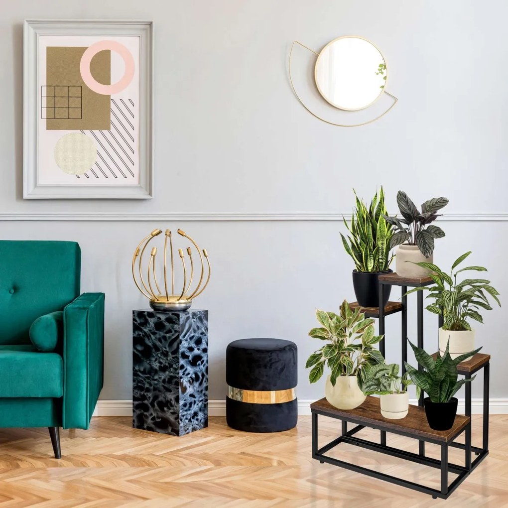 Kvetinový stojan ANTIRES hnedý/čierny