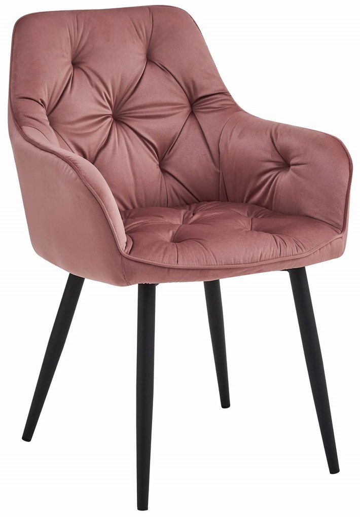 Zamatová jedálenská stolička LYON tmavo ružová
