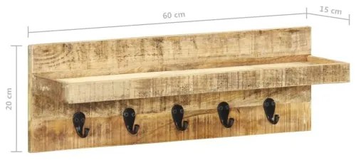 vidaXL Nástenný vešiak na kabáty 60x15x20 cm surový teakový masív-