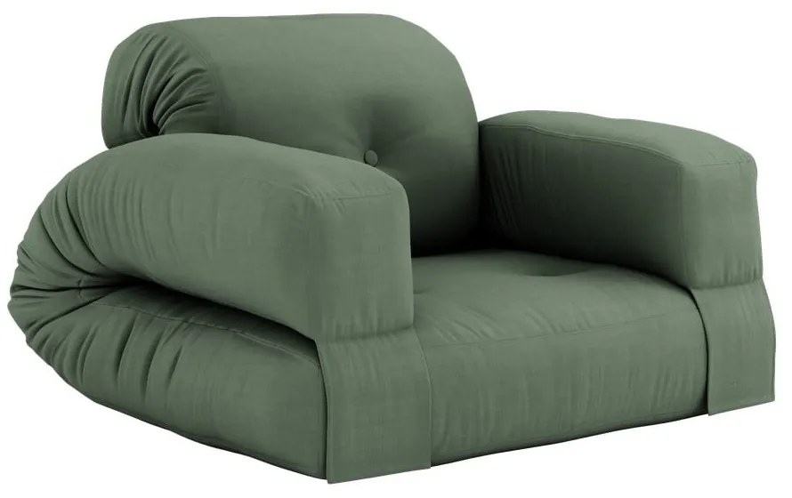 Rozkladacie kreslo so zeleným poťahom Karup Design Hippo Olive Green