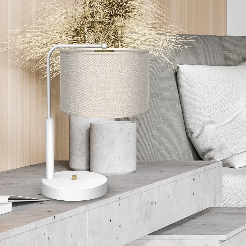 Stolná lampa Lino, 1x ľanové tienidlo, w
