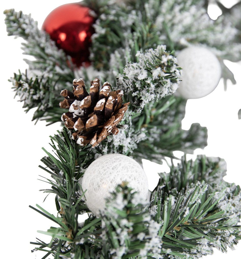 Vianočná girlanda biela s červenou 270 cm vrátane LED s časovačom - Jack