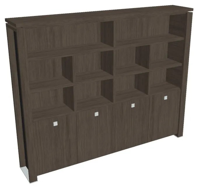 Vysoká skriňa Verno+ S 260 x 46 x 210 cm, s regálom, dub antracit / čierna