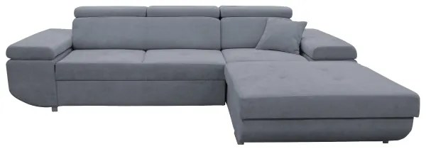 Rozkladacia rohová sedacia súprava CASTELO do tvaru L s úložným priestorom, pravá, tmavosivá