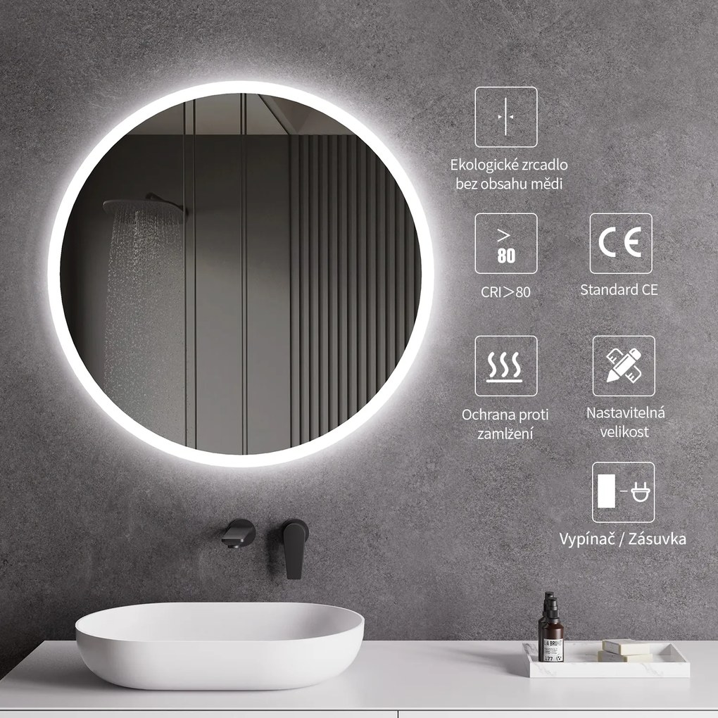 Cerano Lavoro, LED kúpeľňové zrkadlo Ø60 cm, CER-CER-476696
