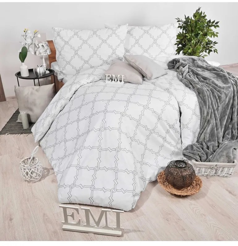 Obliečky bavlnené Dolce biele EMI, Predĺžený set jednolôžko obsahuje 1x 140x220 + 1x 70x90